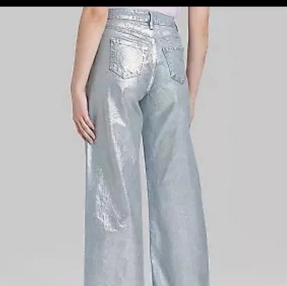 Nwt.Wild Fable Womens High Rise Wide Metallic Relaxed Baggy Jeans sz14 - Picture 2 of 6